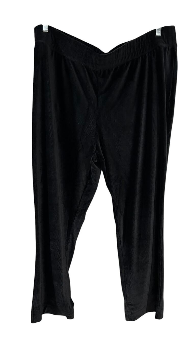 Isaac Mizrahi Live Black Wide Rib Soft Corduroy Pants Plus Size 2X EUC